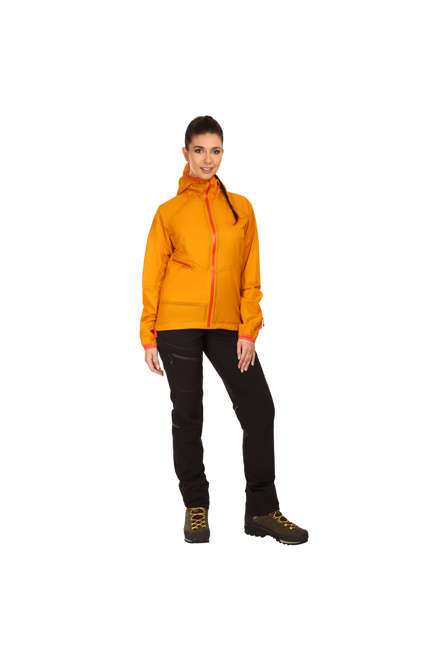 Fotogalerie Dámská nepromokavá ultralehká hardshellová  bunda CYCLONE LADY mango/brick